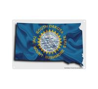GaxfjRu Plaque en métal avec drapeau du Dakota du Sud, décoration murale vintage pour bureau, entreprise, cour et porte d'entrée, 20,3 x 30,5 cm