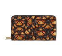 GaxfjRu Portefeuille Heaps of Orange Monarch Butterflies pour femme - Simili cuir avec fermeture éclair en métal, porte-cartes pour femmes à la mode et organisées, Tas de papillons monarques oranges,