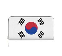 GaxfjRu Portefeuille long en cuir avec imprimé drapeau de la République de Corée pour homme, style vintage, porte-cartes de crédit