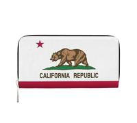 GaxfjRu Portefeuille long en cuir avec imprimé drapeau de l'État de Californie pour homme, style vintage, porte-cartes de crédit