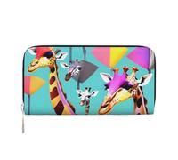 GaxfjRu Portefeuille long en cuir avec imprimé girafe colorée pour les amateurs de fans de girafe, porte-cartes de crédit pour femme