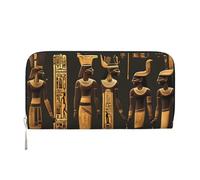 GaxfjRu Portefeuille long en cuir avec imprimé hiéroglyphe égyptien antique pour homme, style vintage, porte-cartes de crédit