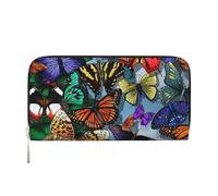GaxfjRu Portefeuille long en cuir avec imprimé papillon coloré dessiné à la main pour homme, style vintage, porte-cartes de crédit pour dames