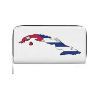 GaxfjRu Portefeuille long en cuir pour homme avec motif carte de drapeau cubain