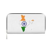 GaxfjRu Portefeuille long en cuir pour homme avec motif carte de l'Inde et drapeau
