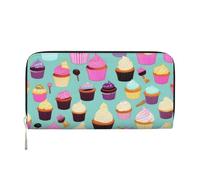 GaxfjRu Portefeuille long en cuir pour homme avec motif cupcake imprimé vintage