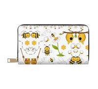 GaxfjRu Portefeuille pour femme à motif floral - Cuir synthétique avec fermeture éclair en métal, porte-cartes pour femmes à la mode et organisées, Miel de marguerite Flying Bees, One Size, Classique