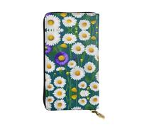 GaxfjRu Portefeuille pour femme avec motif fleurs sauvages et marguerites, compact et sécurisé avec compartiment à fermeture éclair, petit portefeuille pour femme, noir, One Size, Classique