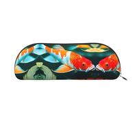 GaxfjRu Pretty Koi Fish Trousse en cuir demi-ronde pour le bureau, les voyages, le maquillage - Trousse à crayons et trousse de maquillage