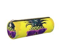 GaxfjRu Psych Étui en cuir avec fermeture éclair pour stylos à bille et crayons Motif ananas