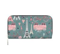 GaxfjRu Romantique Paris Tour Eiffel Bycicle Imprimé Hommes Vintage Look Cuir Portefeuille Chéquier Portefeuille,Dames Titulaire Carte de Crédit