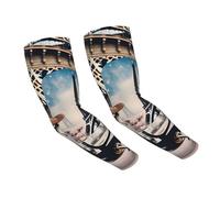 GaxfjRu Romantique Paris Tour Eiffel Bycicle Manchons de bras rafraîchissants pour homme et femme - Respirant, protection solaire UV, manches de bras de sport pour femmes