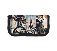 GaxfjRu Romantique Paris Tour Eiffel Bycicle mignon pois Trousse à crayons en toile Organisé Rangement pour pique-nique et usage quotidien Trousse de maquillage Pot à crayons