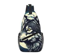 GaxfjRu Sac à bandoulière avec imprimé loup et lune nocturne pour homme et femme, sac à bandoulière pour voyage, randonnée, sac à dos à bandoulière