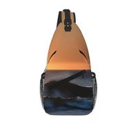 GaxfjRu Sac à bandoulière imprimé « Last Sun Rays of Over The Sea Waves » pour homme et femme, sac à bandoulière pour voyage, randonnée, sac à dos à bandoulière