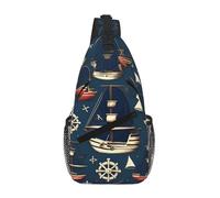 GaxfjRu Sac à bandoulière nautique sur le thème des pirates pour homme et femme, sac à dos décontracté, sac à dos de poitrine pour randonnée, voyage