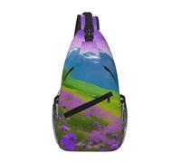 GaxfjRu Sac à bandoulière pour femme et homme avec imprimé paysage de prairie et de montagne, pour voyage, randonnée, sac à dos à bandoulière