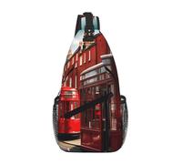 GaxfjRu Sac à bandoulière rouge avec imprimé rue de Londres pour homme et femme, sac à bandoulière pour voyage, randonnée, sac à dos à bandoulière