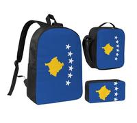 GaxfjRu Sac à dos d'école léger imprimé drapeau du Kosovo, sac à dos d'école, sac à dos d'école, boîte à déjeuner et trousse à crayons