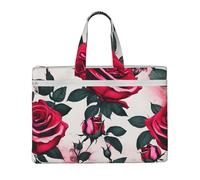 GaxfjRu Sac fourre-tout en toile avec imprimé de roses en fleurs pour ordinateur portable pour femme, sac de travail décontracté pour voyage, bureau, université