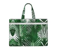 GaxfjRu Sac fourre-tout en toile avec imprimé feuilles de palmier vertes pour femme, sac de travail décontracté pour voyage, bureau, université