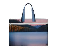 GaxfjRu Sac fourre-tout en toile pour ordinateur portable avec impression sur le lac sous le coucher du soleil pour femme, sacs de travail décontractés pour voyage, bureau, université
