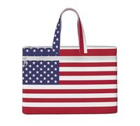 GaxfjRu Sac fourre-tout en toile pour ordinateur portable avec imprimé drapeau américain pour femme, sac de travail décontracté pour voyage, bureau, université