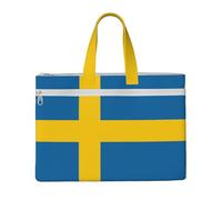 GaxfjRu Sac fourre-tout en toile pour ordinateur portable avec imprimé drapeau suédois pour femme, sac de travail décontracté pour voyage, bureau, université