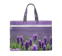 GaxfjRu Sac fourre-tout en toile pour ordinateur portable avec imprimé fleurs violettes lavande pour femme, sac de travail décontracté pour voyage, bureau, université