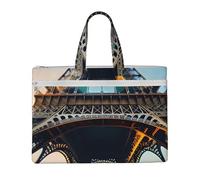 GaxfjRu Sac fourre-tout en toile pour ordinateur portable Motif Tour Eiffel de Paris pour femme Sac de travail décontracté pour voyage, bureau, université