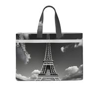 GaxfjRu Sac fourre-tout Paris Tour Eiffel et nuage imprimé en toile pour ordinateur portable pour femme, sac de travail décontracté pour voyage, bureau, université