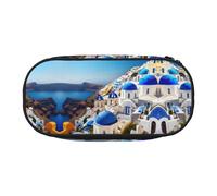 GaxfjRu Santorini Trousse à crayons grande capacité Motif île grecque vue sur la mer