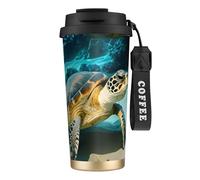 GaxfjRu Sea Turtle Tasse à café isotherme en acier inoxydable de 591 ml avec couvercle, gobelet pour boissons chaudes et froides