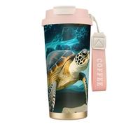 GaxfjRu Sea Turtle Tasse à café isotherme en acier inoxydable de 591 ml avec couvercle, gobelet pour boissons chaudes et froides