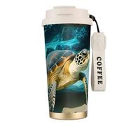 GaxfjRu Sea Turtle Tasse à café isotherme en acier inoxydable de 591 ml avec couvercle, gobelet pour boissons chaudes et froides