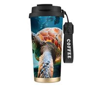 GaxfjRu Sea Turtle Tasse à café isotherme en acier inoxydable de 591 ml avec couvercle, gobelet pour boissons chaudes et froides