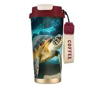 GaxfjRu Sea Turtle Tasse à café isotherme en acier inoxydable de 591 ml avec couvercle, gobelet pour boissons chaudes et froides