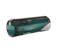 GaxfjRu Serenity Lake Trousse ronde en cuir synthétique pour stylos, crayons, marqueurs, petites fournitures Fermeture éclair en métal avec cuir, doré, Taille unique, Porte-cartes