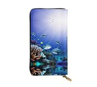 GaxfjRu Shark Swimming Under the Sea Portefeuille pour femme, compact et sécurisé avec compartiment à fermeture éclair, petit portefeuille pour femme, noir, One Size, Classique