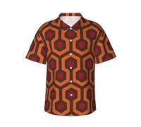 GaxfjRu Shining Overlook Chemise boutonnée pour homme Imprimé poche revers hawaïen décontracté à manches courtes Chemises de vacances, Noir , XXL