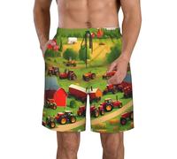 GaxfjRu Short de bain imprimé tracteur ferme pour homme à séchage rapide avec poches Short de plage pour homme, blanc, XX-Large