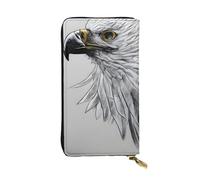 GaxfjRu Sketching an Eagle Portefeuille fonctionnel pour femme - Design fin et minimaliste, cuir synthétique avec fermeture éclair en métal, noir, One Size, Classique