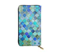 GaxfjRu Stone Blue Gold Marble Portefeuille pratique pour femme en simili cuir avec fermeture éclair en métal, plusieurs compartiments et emplacements pour cartes, Motif pierre., One Size, Classique
