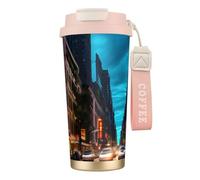 GaxfjRu Streets of New York City Tasse à café isotherme en acier inoxydable de 591 ml avec couvercle, gobelet pour boissons chaudes et froides