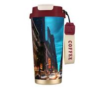 GaxfjRu Streets of New York City Tasse à café isotherme en acier inoxydable de 591 ml avec couvercle, gobelet pour boissons chaudes et froides