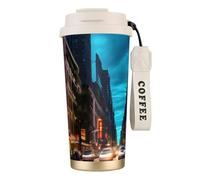 GaxfjRu Streets of New York City Tasse à café isotherme en acier inoxydable de 591 ml avec couvercle, gobelet pour boissons chaudes et froides