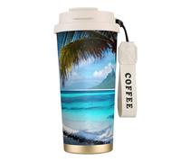 GaxfjRu Tahiti Tasse à café isotherme à double couvercle en acier inoxydable 316 avec paille 500 ml