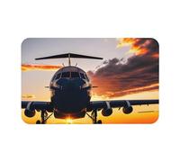 GaxfjRu Tapis de bain absorbant avec motif avion au coucher du soleil et pierre de diatomée facile à nettoyer