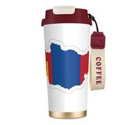GaxfjRu Tasse à café isotherme en acier inoxydable pour boissons chaudes et froides - 591 ml - Carte du drapeau mongol