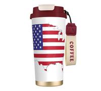 GaxfjRu Tasse à café isotherme en acier inoxydable pour boissons chaudes et froides - 591 ml - Motif carte du drapeau des États-Unis